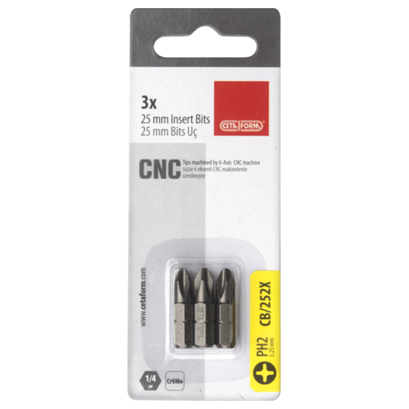CETA FORM 3 PARÇA 1/4YILDIZ BİTS UÇ-PH2X25MM/KARTLI - CB/252X