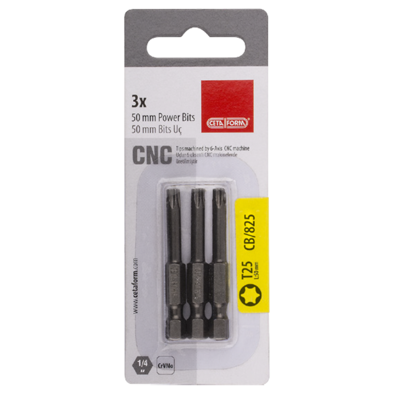 CETA FORM 3 PARÇA 1/4TORX BİTS UÇ-T25X50MM/KARTLI - CB/827X